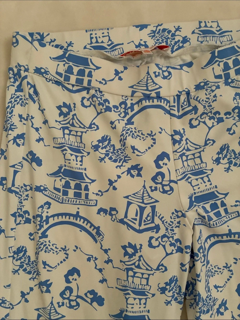 Jude Connally White and Blue Asian Print Pants - Picture 2 of 4